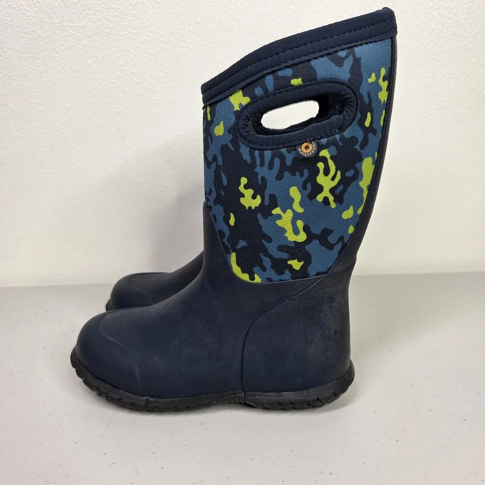 Bogs K YORK NEO CAMO Kids Blue and Green Camouflage Rain Snow Boots